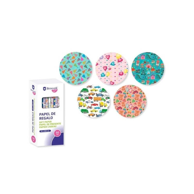 Bismark Kids Gift Wrap Roll - Dimensions 70cmx200cm - 5 Different Designs