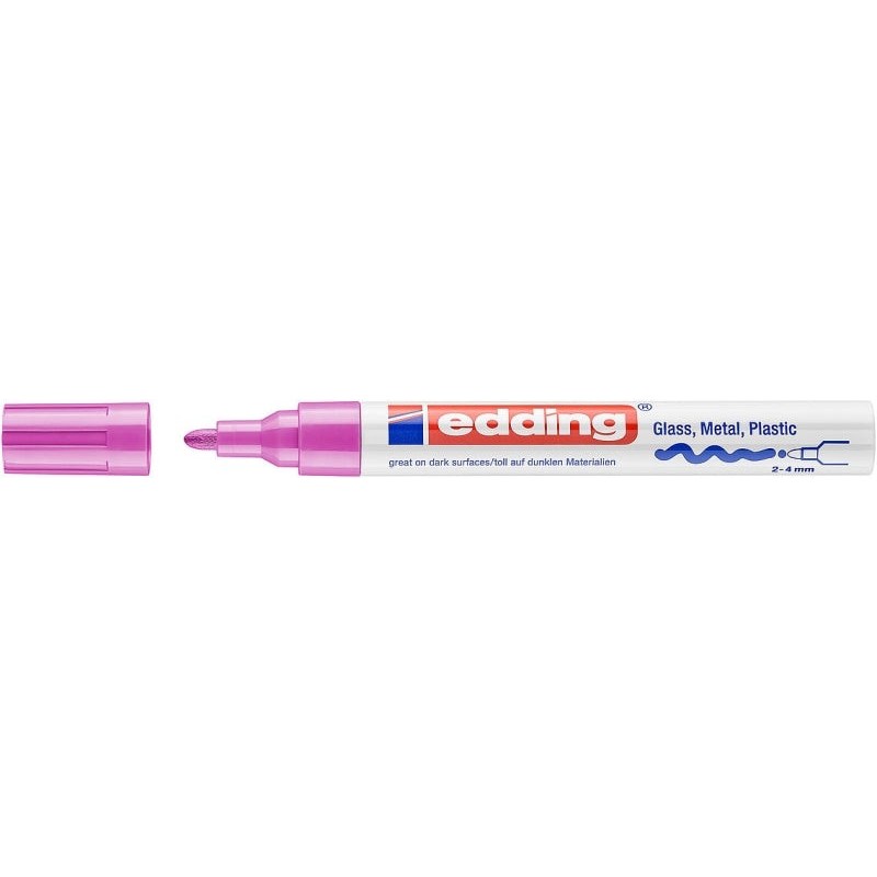 Edding 750 Permanent Marker - Round Tip - Line Width Between 2 and 4 mm - Opaque Ink - Quick Drying - Pink