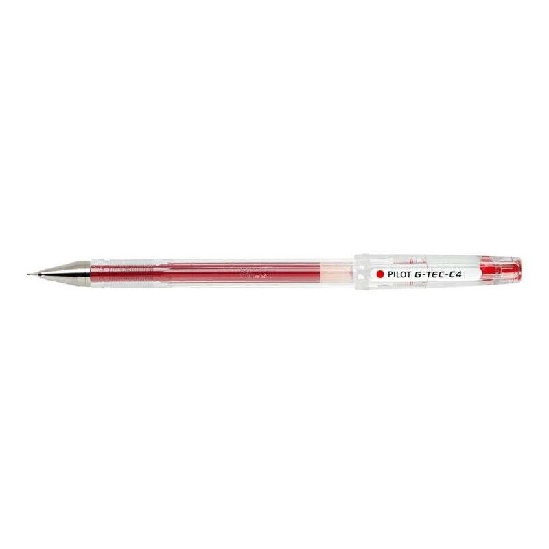 Pilot Esferográfica de Gel G-Tec C4 - Extra Fina - Recarregável - Ponta de Bola 0,4mm - Traço 0,2mm - Cor Vermelho
