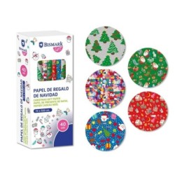 Bismark Noël Jouets Rouleau de Papier Cadeau - Dimensions 70cmx500cm - 5 Motifs Différents