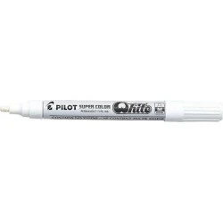 Pilot Super Color Medium Permanent Marker - 4.5mm Polyacetal Tip - Very Dense and Opaque Ink - Metal Barrel - White