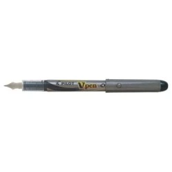 Pilot Caneta de Tinta Permanente V-Pen Silver - Descartável - Tinta Líquida - Ponta de Aço - Traço de 0,5mm - Cor Preto