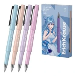 ErichKrause Severe Stick Manga Capped Ballpoint Pen - Assorted Designs - 0.28mm Line Width - Quick-Drying Ink - Blue