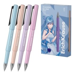 ErichKrause Severe Stick Manga Stylo à Bille avec Capuchon - Modèles Assortis - Tracé 0.28mm - Encre à Séchage Rapide - Couleur
