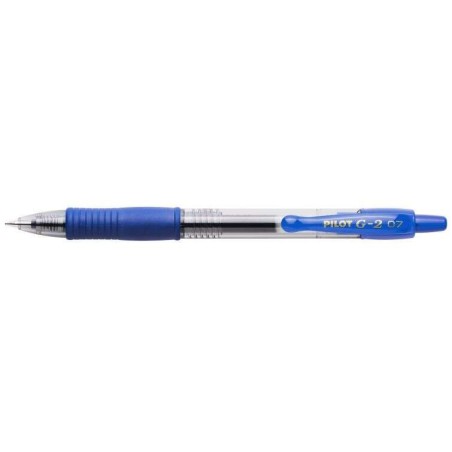 Pilot G2 Retractable Gel Rollerball Pen - Refillable - Round Ball Tip 0.7mm - Line Width 0.32mm - Ergonomic Grip - Colour Blue