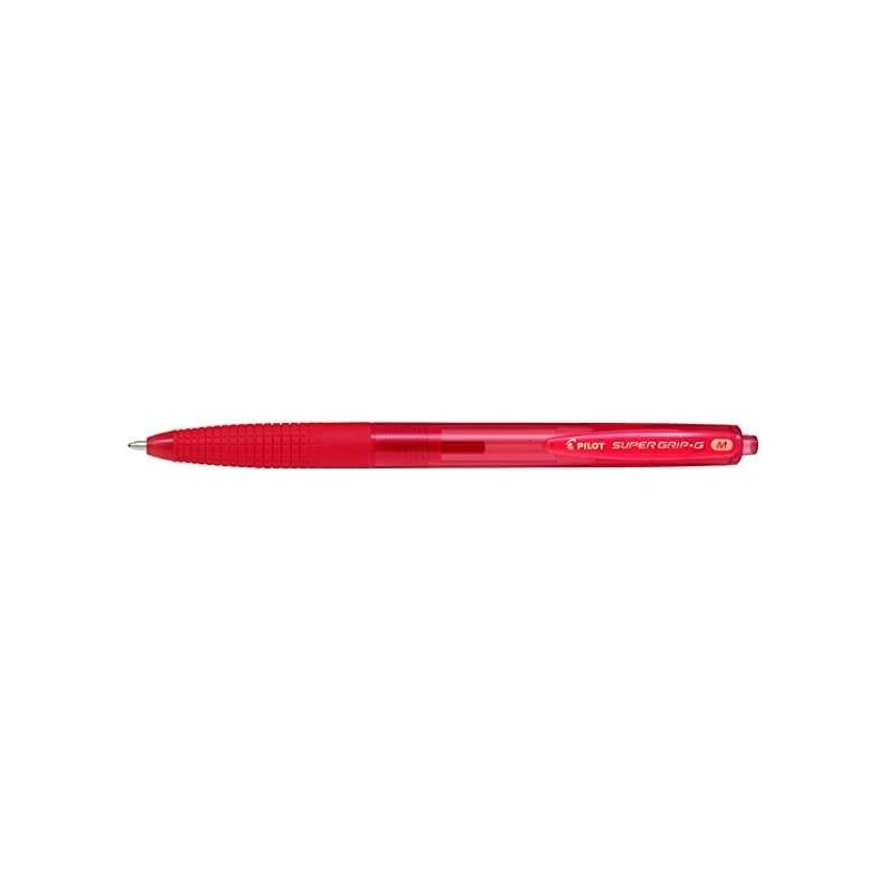 Pilot SuperGrip G Retractable Ballpoint Pen - Round Tip 1.0mm - Line Width 0.4mm - Oil-Based Ink - Ergonomic Grip - Colour Red
