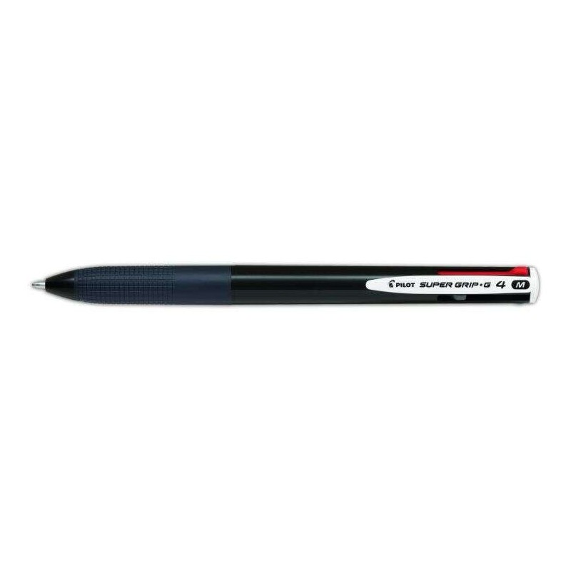 Pilot Boligrafo de Bola Retractil Super Grip G4 - 4 Colores - Punta 1.0mm - Trazo 0.27mm - Cuerpo Negro
