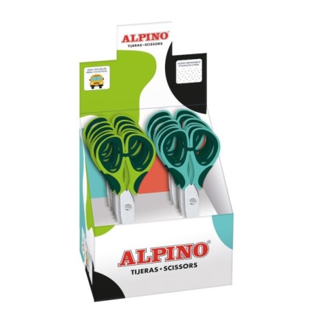 Alpino Colorfull Ciseaux Scolaires 13cm - Acier Inoxydable - Bouts Ronds - Coloris Assortis