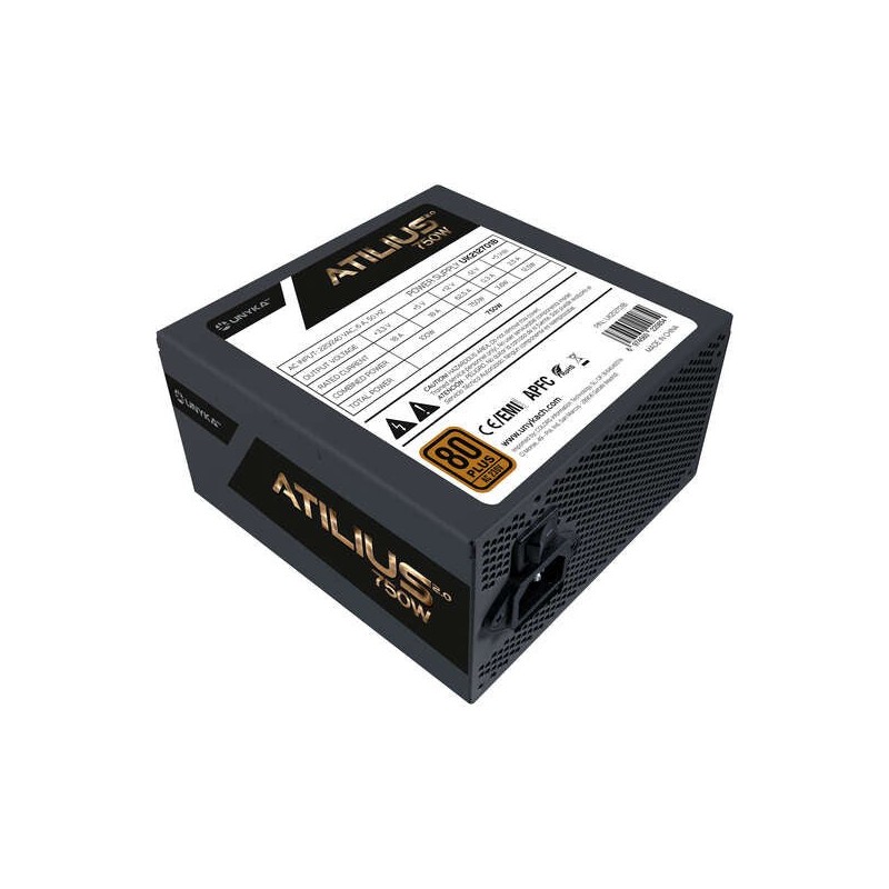 Unykach Atilius 2.0 Black 750W 80 Plus Bronze Fonte de Alimentacao 750W ATX 2.3 - APFC - Ventoinha 120mm - Bulk