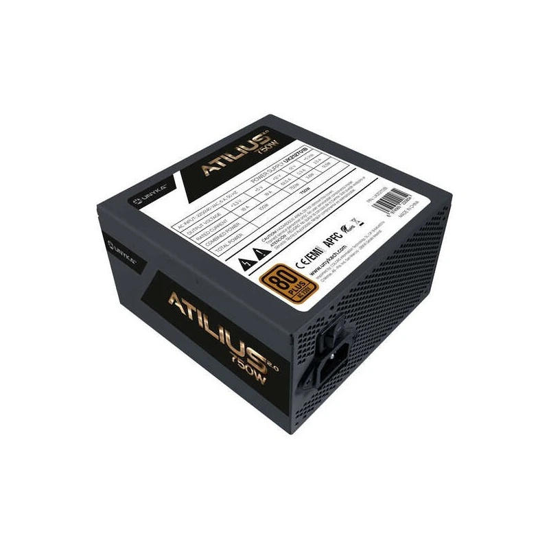 Unykach Atilius 2.0 Black 750W 80 Plus Bronze Power Supply 750W ATX 2.3 - APFC - 120mm Fan - Bulk