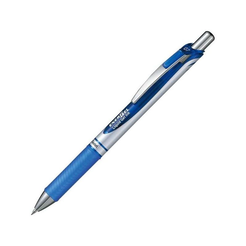 Pentel Energel Boligrafo de Bola Retractil - Punta 0.7mm - Trazo 0.35mm - Tinta Gel - Recargable - Grip de Agarre - Clip de