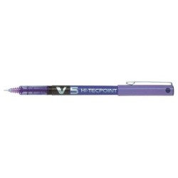 Pilot Stylo à Bille à Encre Liquide V5 HI-Tecpoint Rollerball - Pointe Fine Aiguille 0.5mm - Tracé 0.3mm - Couleur Violet