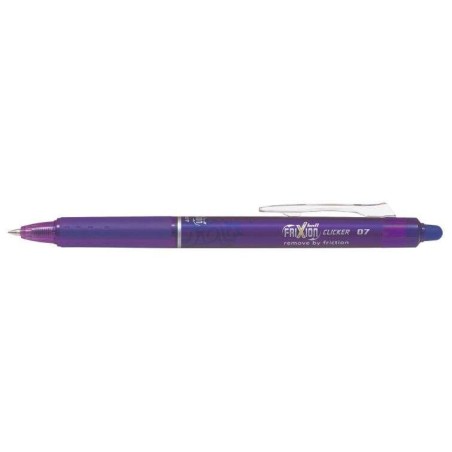 Pilot Frixion Clicker Erasable Retractable Gel Pen - 0.7mm Ball Point - 0.4mm Line - Ergonomic Grip - Violet