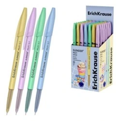 ErichKrause Stick Cheat Milky Ballpoint Pen with Cap - Assorted Designs - 0.26mm Line Width - Low Viscosity Ink - Ventilated