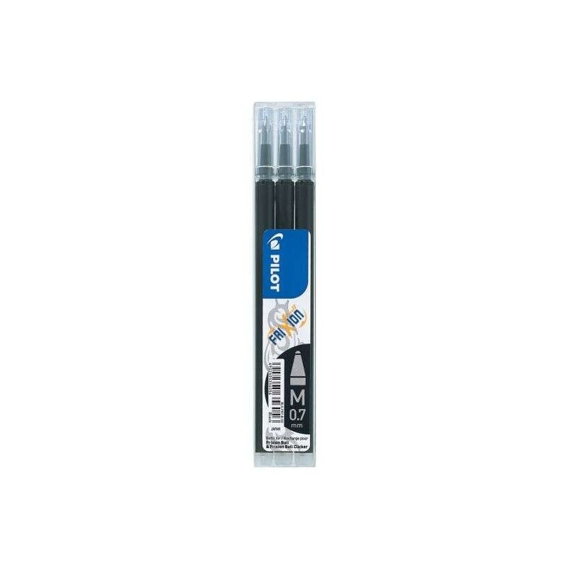 Pilot Pack de 3 Recharges pour Frixion Ball / Frixion Clicker - Encre Gel Effaçable - Pointe Bille 0.7mm - Tracé 0.4mm