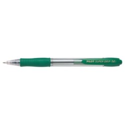 Pilot SuperGrip Retractable Ballpoint Pen - 1.0mm Round Point - 0.27mm Line Width - Oil-Based Ink - Ergonomic Grip - Green