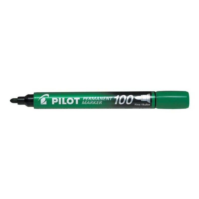 Pilot Rotulador Permanente 100 - Punta Fina de Bala 4,5mm - Trazo 1mm - Color Verde