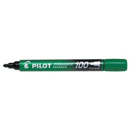 Pilot Rotulador Permanente 100 - Punta Fina de Bala 4,5mm - Trazo 1mm - Color Verde