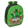 Safta Minecraft Boom 3D Backpack - Bottle Holder - Padded Shoulder Straps - Top Carry Handle - 27x33x10cm - Green and Black