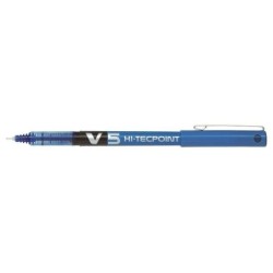 Pilot Stylo à Bille à Encre Liquide V5 HI-Tecpoint Rollerball - Pointe Fine Aiguille 0.5mm - Tracé 0.3mm - Couleur Bleu