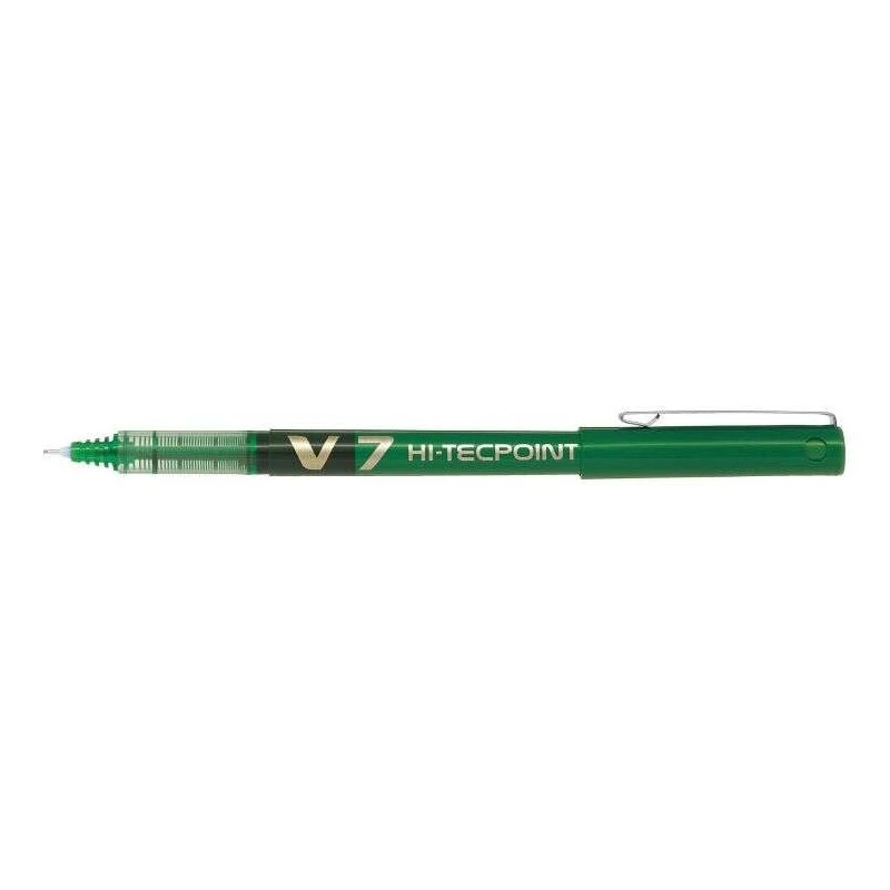 Pilot V7 HI-Tecpoint Rollerball Liquid Ink Pen - 0.7mm Fine Needle Point - 0.5mm Line Width - Green