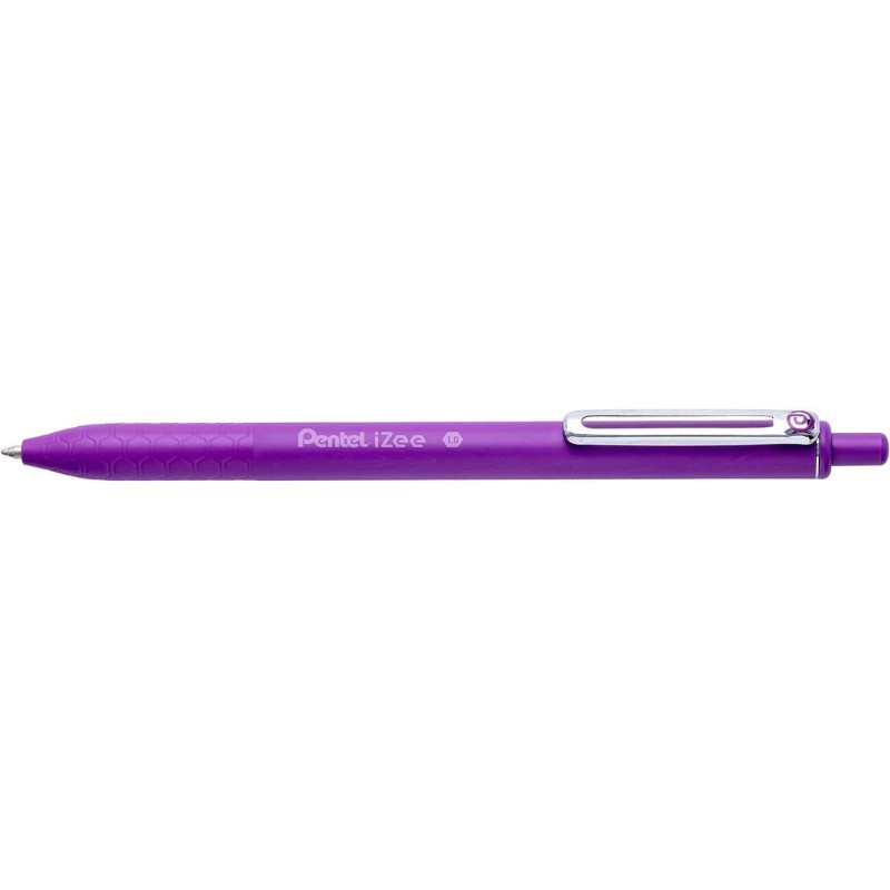 Pentel iZee Retractable Ballpoint Pen - 0.7mm Tip - 0.35mm Line Width - Metal Clip - Violet