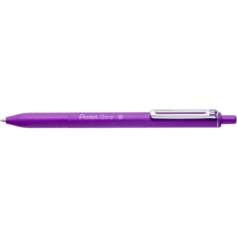 Pentel iZee Retractable Ballpoint Pen - 0.7mm Tip - 0.35mm Line Width - Metal Clip - Violet