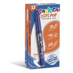 Carioca Oops Pop Erasable Ballpoint Pens - Thermo-Sensitive - Textured Grip - Ø 0.7mm Tip - Double Eraser - Compatible Refills