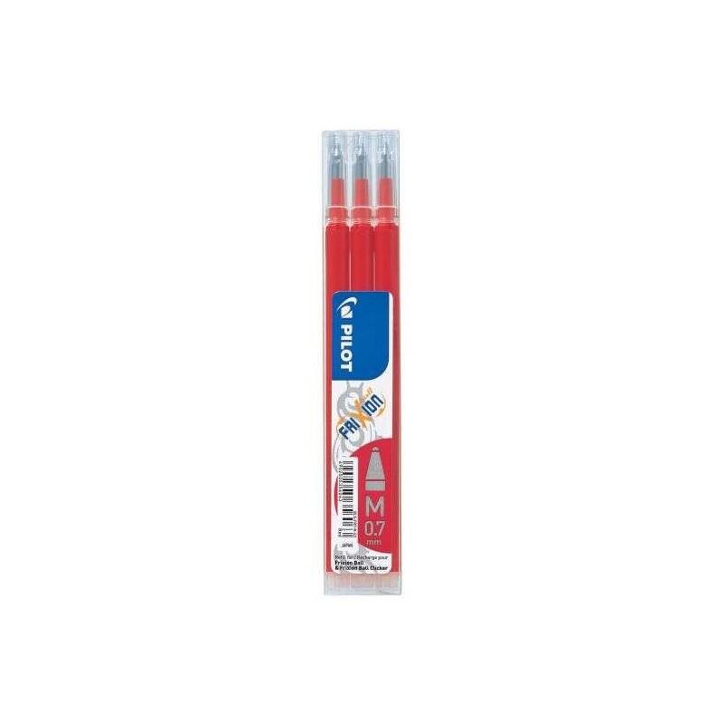Pilot Pack de 3 Recargas para Frixion Ball / Frixion Clicker - Tinta Gel Apagável - Ponta de Esfera 0.7mm - Traço 0.4mm - Cor