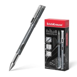Erichkrause Megapolis Gel Ballpoint Pen with Gel Ink - 0.5mm Tip - Opaque Round Barrel - Ink Level Window - Colour Black