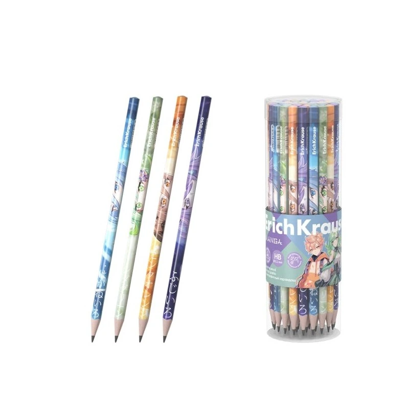 ErichKrause Manga Lapiz de Grafito - Mina HB - Cuerpo Triangular - Agarre Ergonomico - Colores Surtidos