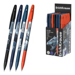 ErichKrause R-301 Stick Techno Dino Esferográfica com Tampa - Modelos Sortidos - Traço 0,35mm - Tinta de Secagem Rápida - Tampa