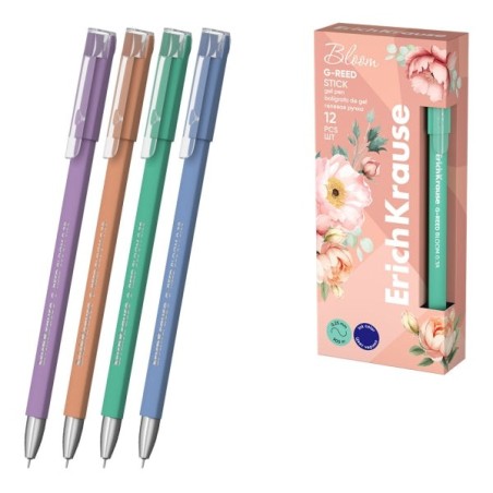 ErichKrause G-Reed Stick Pastel Bloom Boligrafo con Capuchon - Modelos Surtidos - Trazo 0.25mm - Tinta de Gel - Resistente al