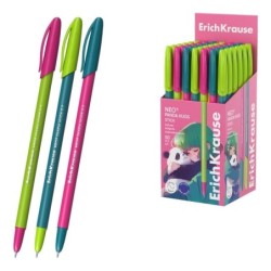 ErichKrause Neo Stick Panda Hugs Boligrafo con Capuchon - Modelos Surtidos - Trazo 0.26mm - Tinta de Baja Viscosidad - Tapa