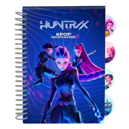 Safta K-Pop Demon Hunters Bloc-notes - Format A5 - 80 Feuilles de 80 g/m2 - Spirale - Couverture Rigide - 4 Intercalaires