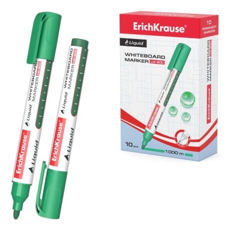 Erichkrause Liquid LW-600 Marcador para Quadro Branco - Tinta Líquida à Base de Álcool - Ponta em Forma de Bala - Largura de