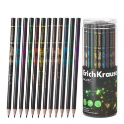 ErichKrause Galactic Lápis de Grafite - Mina HB - Corpo Redondo - Fáceis de Esbater - Cores Sortidas