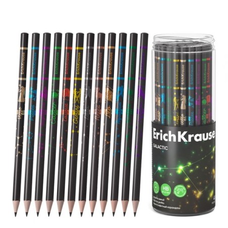 ErichKrause Galactic Graphite Pencil - HB Lead - Round Body - Easy to Blend - Assorted Colours