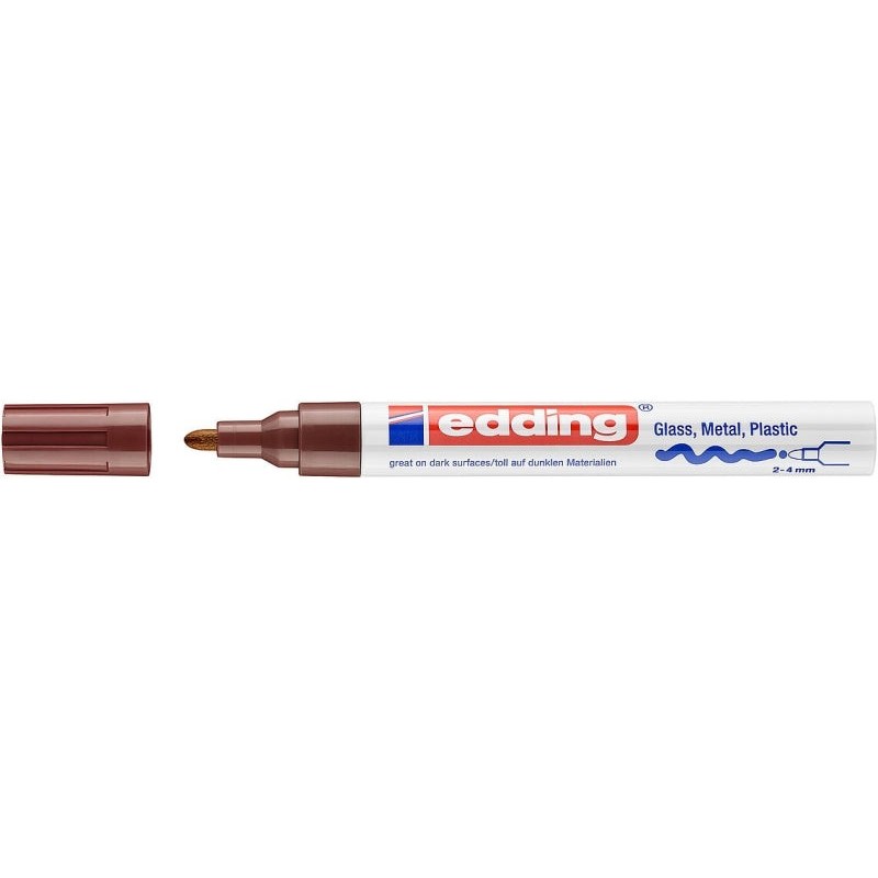 Edding 750 Permanent Marker - Round Tip - Line Width Between 2 and 4 mm - Opaque Ink - Quick Drying - Brown