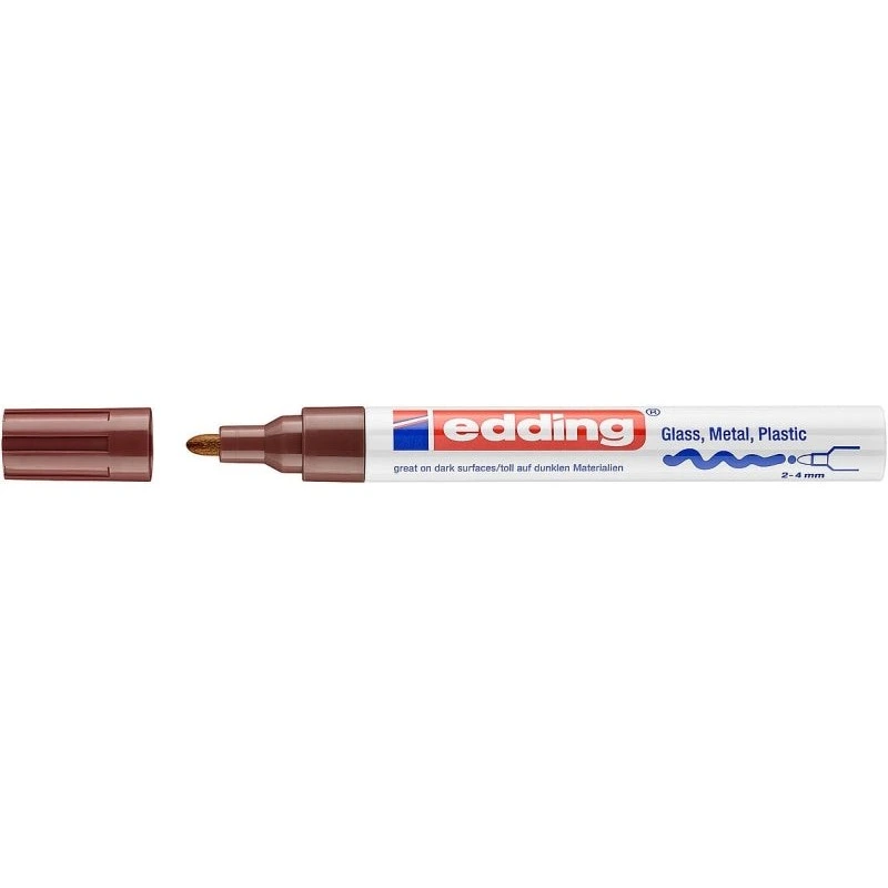 Edding 750 Permanent Marker - Round Tip - Line Width Between 2 and 4 mm - Opaque Ink - Quick Drying - Brown