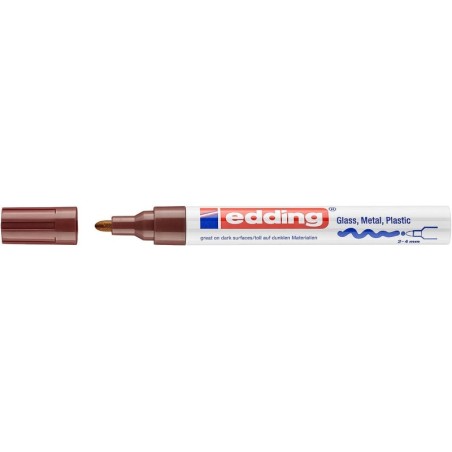 Edding 750 Permanent Marker - Round Tip - Line Width Between 2 and 4 mm - Opaque Ink - Quick Drying - Brown