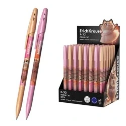 ErichKrause R-301 Stick Prima Cat Expositor com 48 Esferográficas com Tampa - Modelos Sortidos - Traço 0,35mm - Tinta de