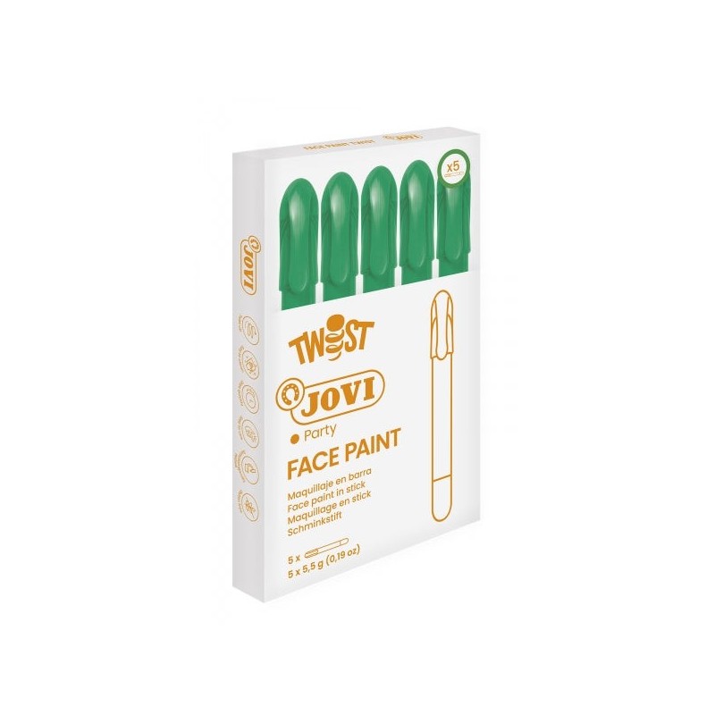 Jovi Twist Stick de Pintura Facial - Hipoalergénico - Base Água - Fácil Aplicação - Grande Cobertura - Seca Rápido - Não Oleoso