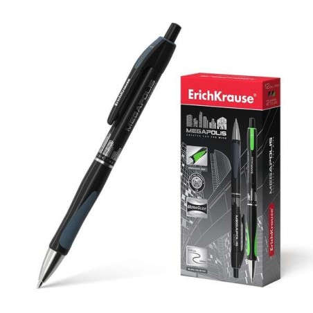 Erichkrause Boligrafo Automatico Megapolis Concept - Cuerpo Satinado Redondo - Zona de Agarre Ergonomica - Punta de 5 Canales