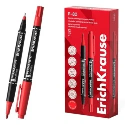 ErichKrause Double P-80 Marqueur Permanent Double Pointe - Pointe Ogive de 1.65mm - Pointe Aiguille de 0.45mm - Résistant à