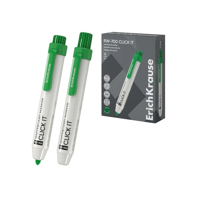 ErichKrause RW-700 Click it Rotulador para Pizarra Blanca - Sistema Retractil - Punta Conica - Trazo de 2.0mm - Tinta a Base de