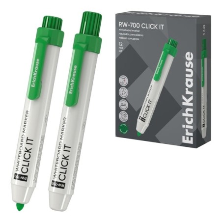 ErichKrause RW-700 Click it Marqueur pour Tableau Blanc - Système Rétractable - Pointe Conique - Tracé de 2.0mm - Encre à Base