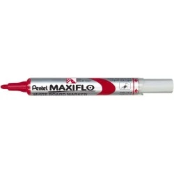 Pentel Maxiflo Whiteboard Marker - Ink Flow Regulation - Bullet Tip - Line Width 2mm - 50% Recycled Materials - Colour Red