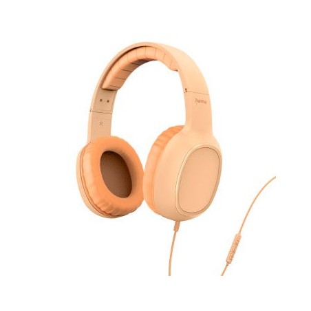 Hama Fun C Auriculares con Microfono Omnidireccional - Cable 1.2m - Diadema Ajustable - Almohadillas de Cuero - Color Naranja