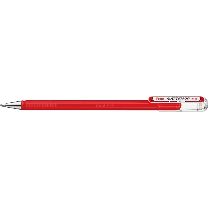 Pentel Mattehop Boligrafo de Bola - Punta 1mm - Trazo 0.5mm - Tinta de Gel Opaca - Fabricado con 55% de Materiales Reciclados